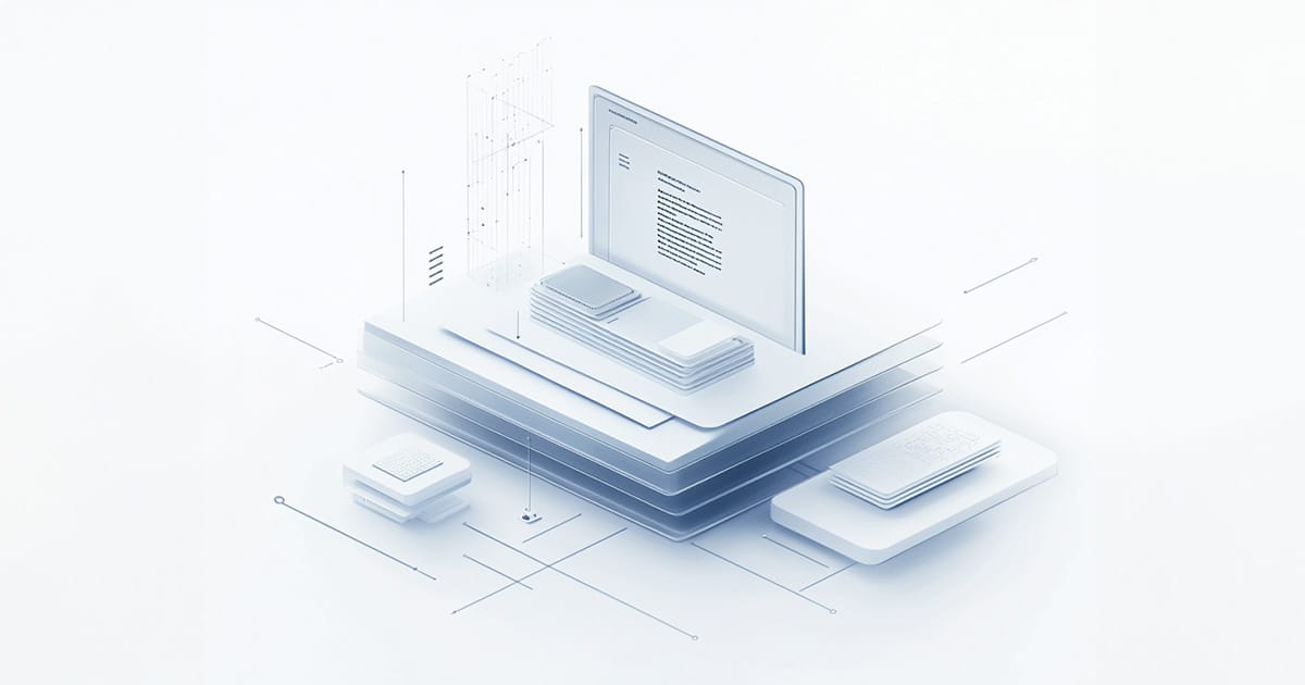 Clean and modern illustration of stacked digital documents, representing accessible PDFs or files, with blue and white tones emphasizing organization and structure.